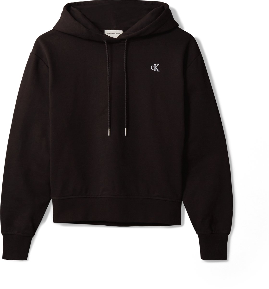 Calvin Klein Jeans Cotton Terry Monogram Hoodie Zwart