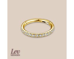 Lev Sieraden - Titanium Goud kleurige Click Ring met Zirkonia steentjes 0.8x6mm - Piercing - neuspiercing - tragus piercing - Oorpiercing - Segment ring tepel navel