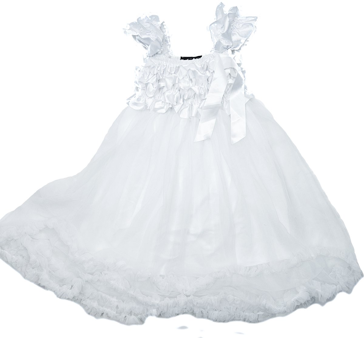 BamBella ® - Jurk - maat 2-3 jaar - 104 110 - Doop jurk feest verjaardag kerst jurkje tulle rushes princess carnaval feestje wit baby