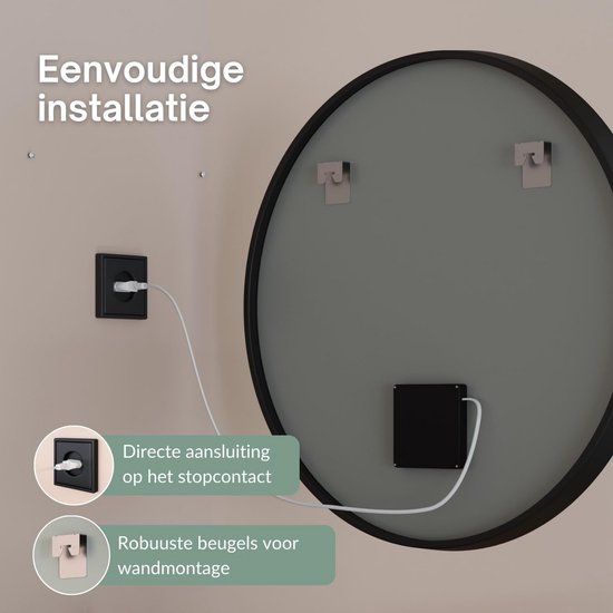 Rechthoekige LED-spiegel L60/80/120cm met zwart aluminium frame VELUNA