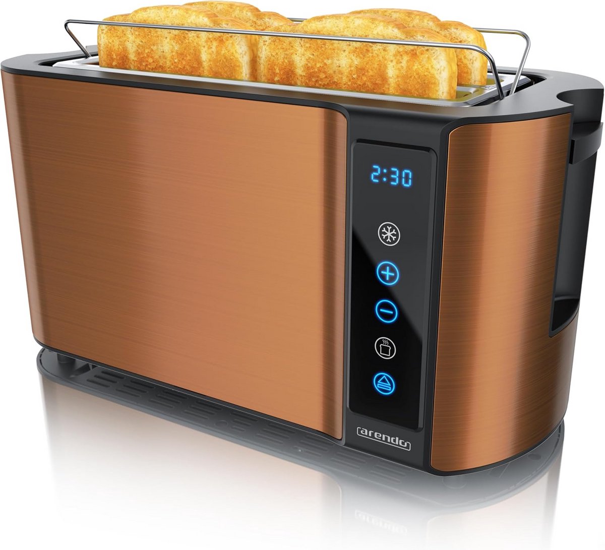 Broodrooster RVS met lange sleuf voor 4 sneden - Touchscreen en Broodjesopzet