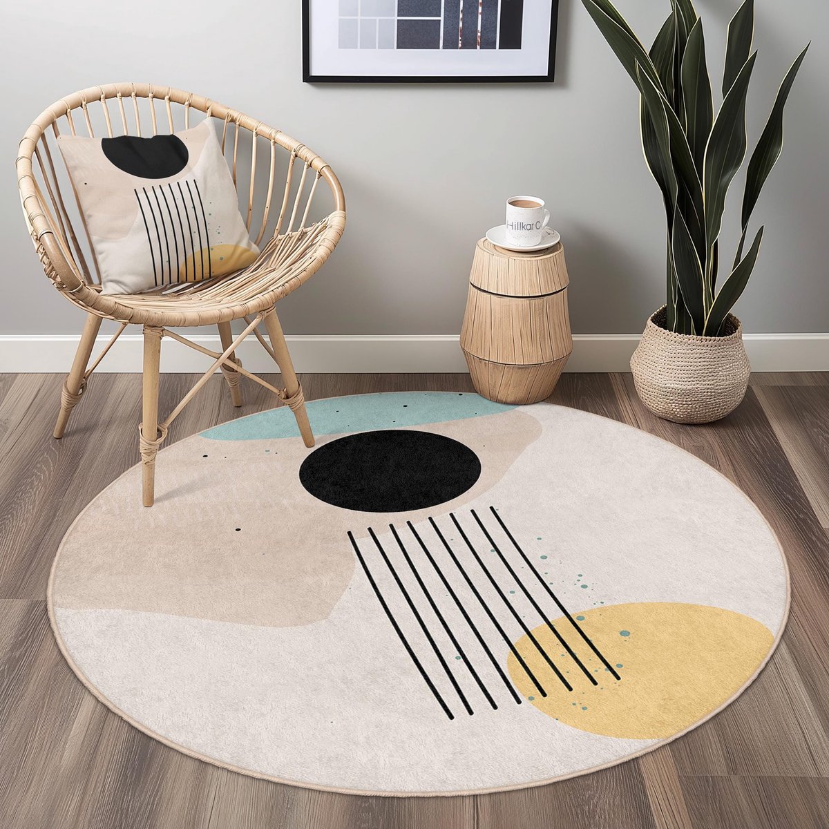 Mila Home - Tapijt Vloerkleed Rond - Wasbaar - Antislip - OEKO-TEX Gecertificeerd - Voor Woonkamer, Slaapkamer, Keuken & Hal - Runden 9 2