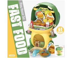 Speelhuis speelgoedset/verschuifbare cartoon dinosaurus opbergset/fastfood restaurant speelgoedset