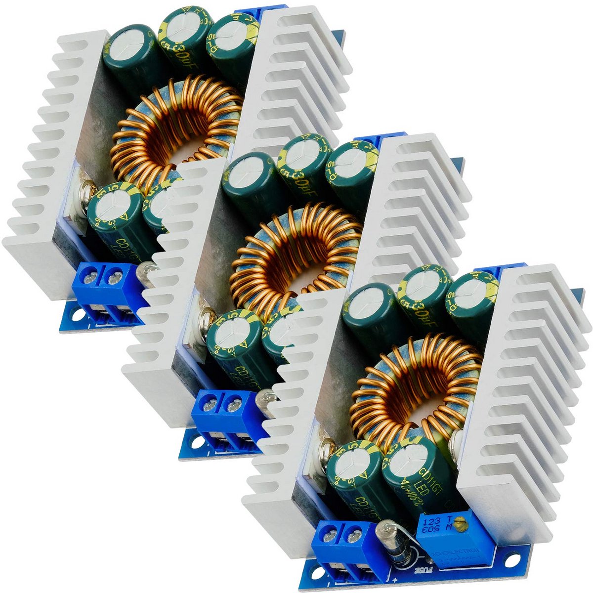 3-Pack Step-Down Buck Converter XL4016 DC-DC Spanningsmodule 5-40V naar 1.2-36V Instelbaar Hoge Vermogen 12A