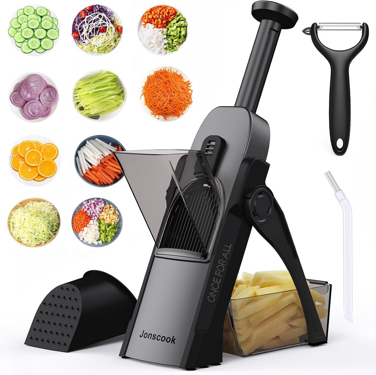 Verstelbare Mandoline Groentesnijder 0.1-8mm Inclusief Schraper en Anti-slip Basis