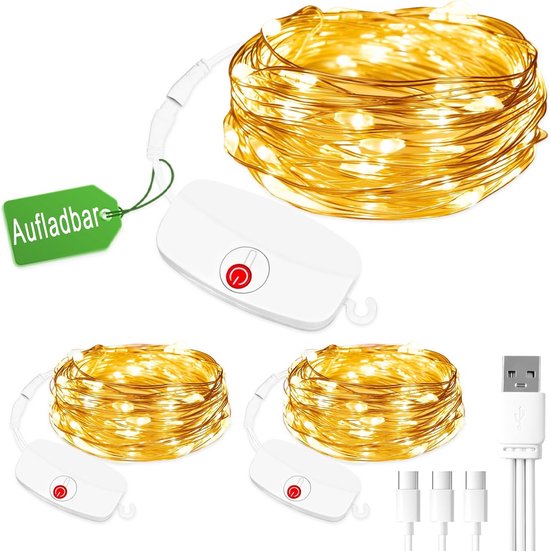 ENLACE Led-lichtsnoer, 3 meter, 30 multicolor leds, timerfunctie, werkt op batterijen, set van 6