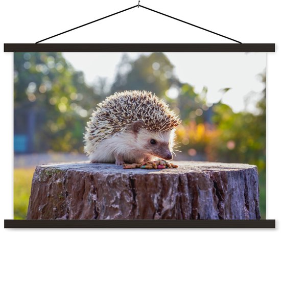 Affiche textielposter Eating Hedgehog lattes noires 90x60 cm