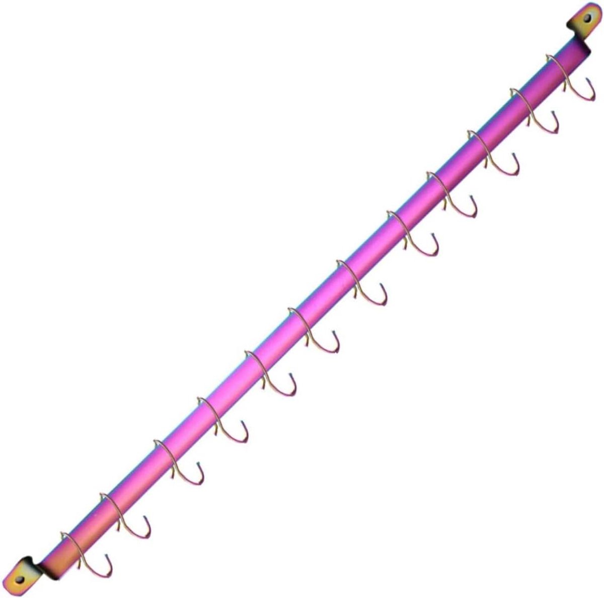 VVGoods - Wandgemonteerde Keukenrail met Regenboog Titanium Plating en 14 Haken