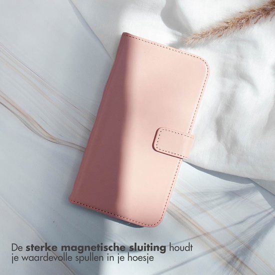 Étui Selencia - Adapté à iPhone 16e - Bookcase en cuir véritable - Pink poudré