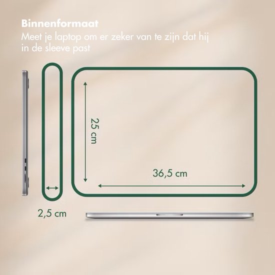 Selencia Laptop Sleeve - Housse pour ordinateur portable adaptée à 16,2 pouces / 16 pouces / 15 pouces / 15,3 pouces / 15,6 pouces - Selencia Corderoy Sleeve - vert