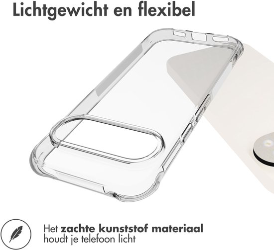 Transparante, flexibele telefoonhoes van zacht kunststof.