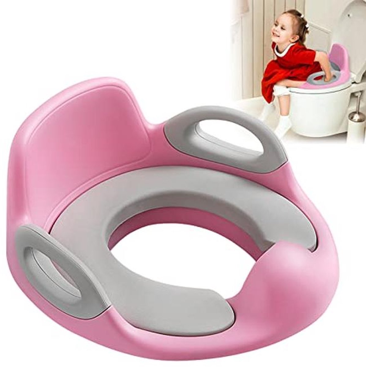 Kinder toiletbril met handgreep en spatbescherming - Universele pottrainer