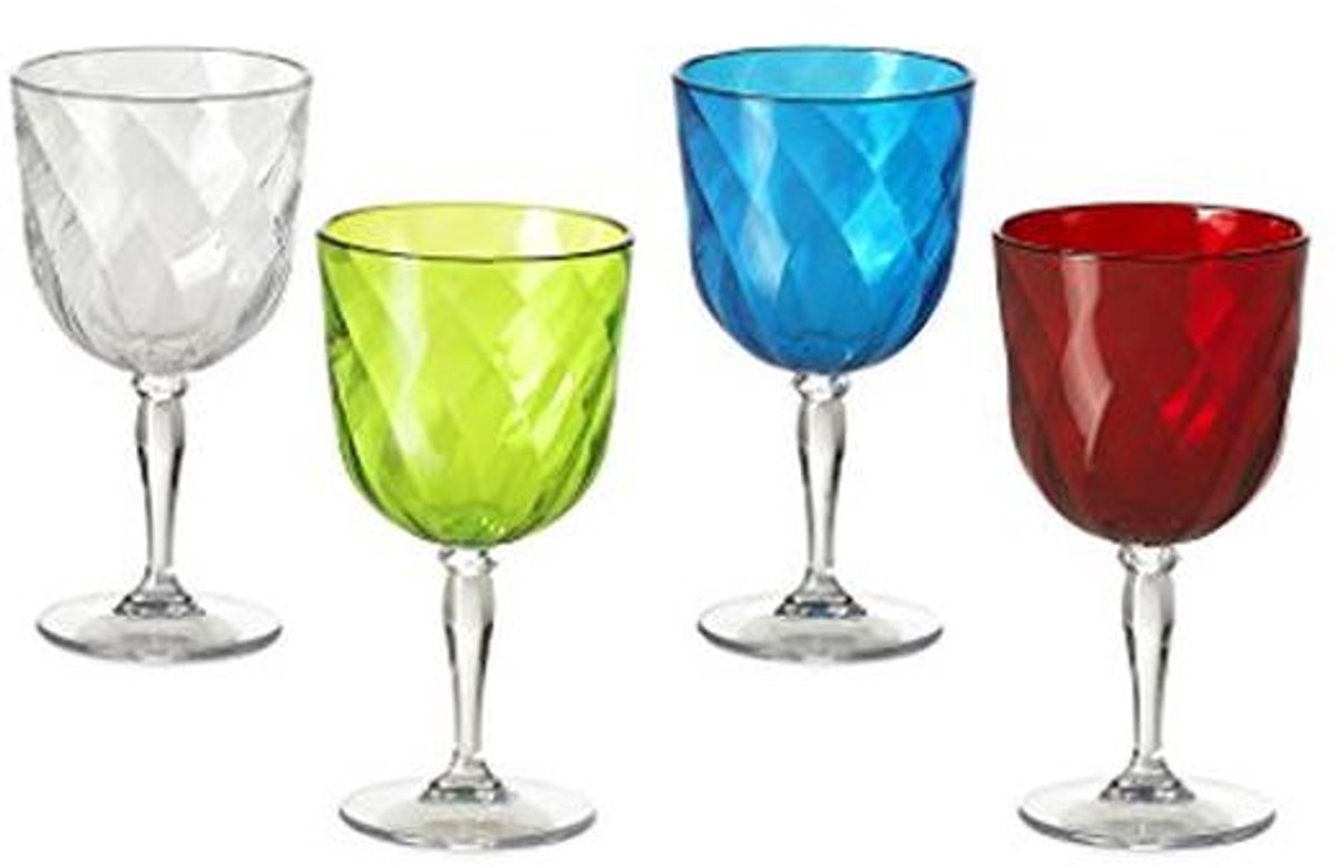 Set van 4 glazen voor water en wijn van 10,83 fl oz in transparante acryl