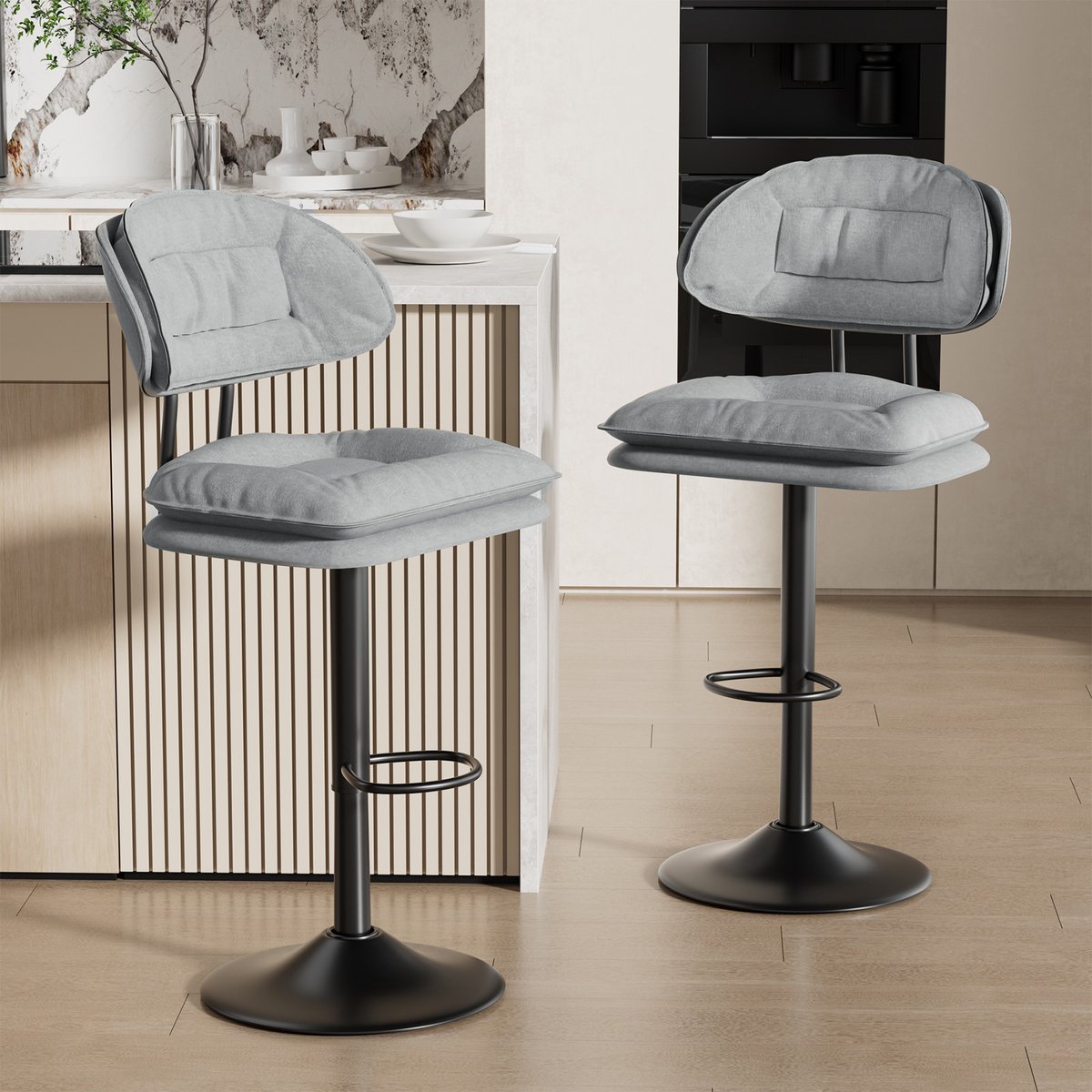 Hawthyhome - Landelijke Serie-Set van 2-techno stof-Verstelbar Draaibaar Ergonomisch-Grijs-Veelzijdig Stijlvol