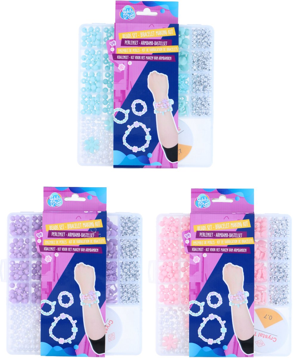 Eddy Toys Kralenset - Armband Maken – DIY Armband Knutselset – Bracelet Making Kit met Kralen – Sieraden Knutselen voor Kinderen - 1 Willekeurige Variant