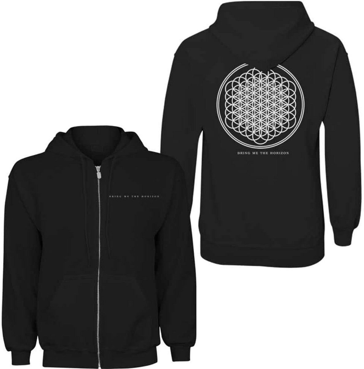 Zwarte Dames Hoodie met Bloem des Levens Design