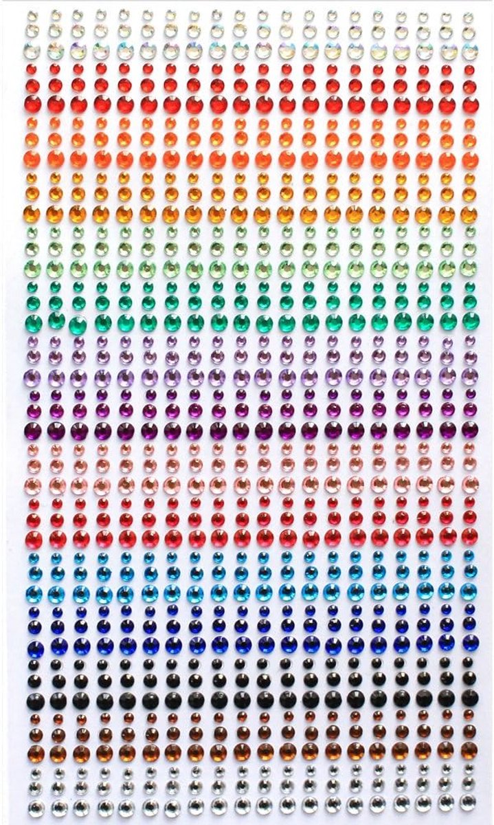 Daity Strasssteentjes in 15 kleuren en 3 maten - elk vel bevat 900 strasssteentjes (3 mm, 4 mm en 5 mm) - Zelfklevende decoratieve stickers met gekleurde strasssteentjes - geschikt voor knutselprojecten - bodypainting - nail art - enz.