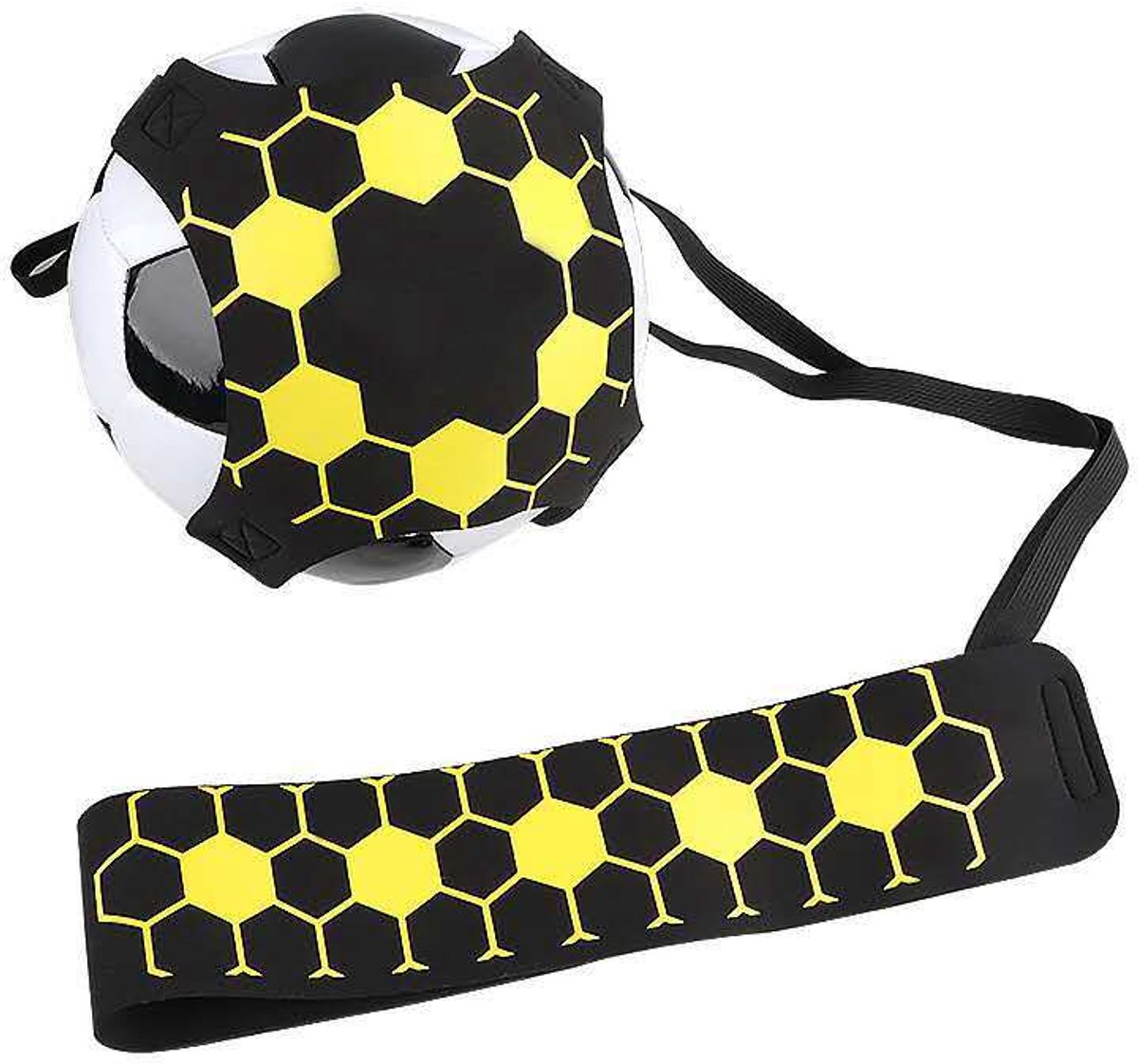 Verstelbare voetbaltrainer voor het trainen van traptechnieken, inclusief heupband voor volleybal en rugby. Universeel trainingshulpmiddel.