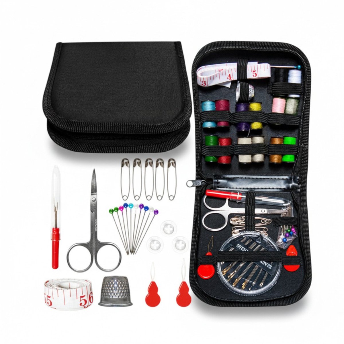Enluxe Naaikit 70-delig – Complete Naaiset in Compact Etui – Inclusief Garen, Naalden & Schaar – Ideaal voor Thuis & Reizen
