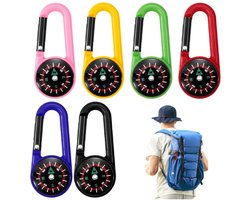 Kompas Sleutelhanger - 6 Stuks - Kompas Voor Kinderen - Draagbare Kompas - Kompasje - Outdoor Bushcraft Kompas Met Karabijnhaak - voor Wandelen, Kamperenkinderen - Kleurrijke Kompas - 6 Kleuren