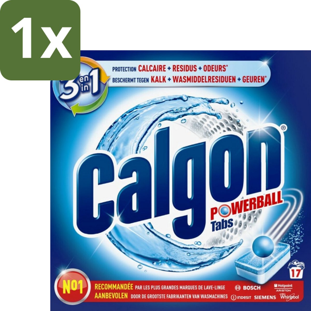 Calgon - Ontkalkingsmiddel - Tegen Kalk, Wasmiddelresiduen & Geuren - 17 Tabletten - 1 stuk