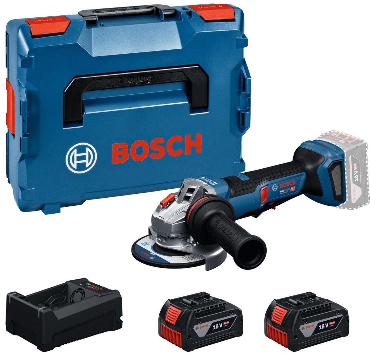 Bosch Professional PRO GWS 18V-11 PS Accu haakse slijper 125 mm 2x 5.0Ah - 06019N4302