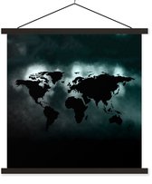 Affiche scolaire - Wereldkaart - Zwart - Léger - 40x40 cm - Lattes noires
