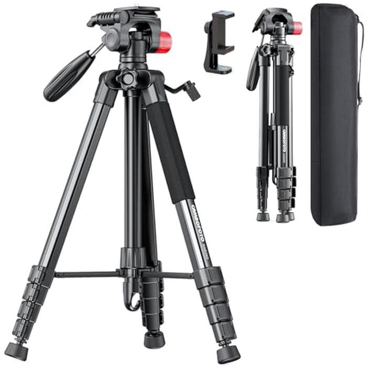 Professioneel Camerastatief 188 cm - Lichtgewicht Aluminium Vlog/Video-opnamestatief met Draagtas