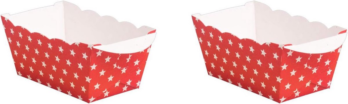 Kerstbakset Mini-Muffinvormpjes Rood Wit Sterren 20 Stuks Bakvormen