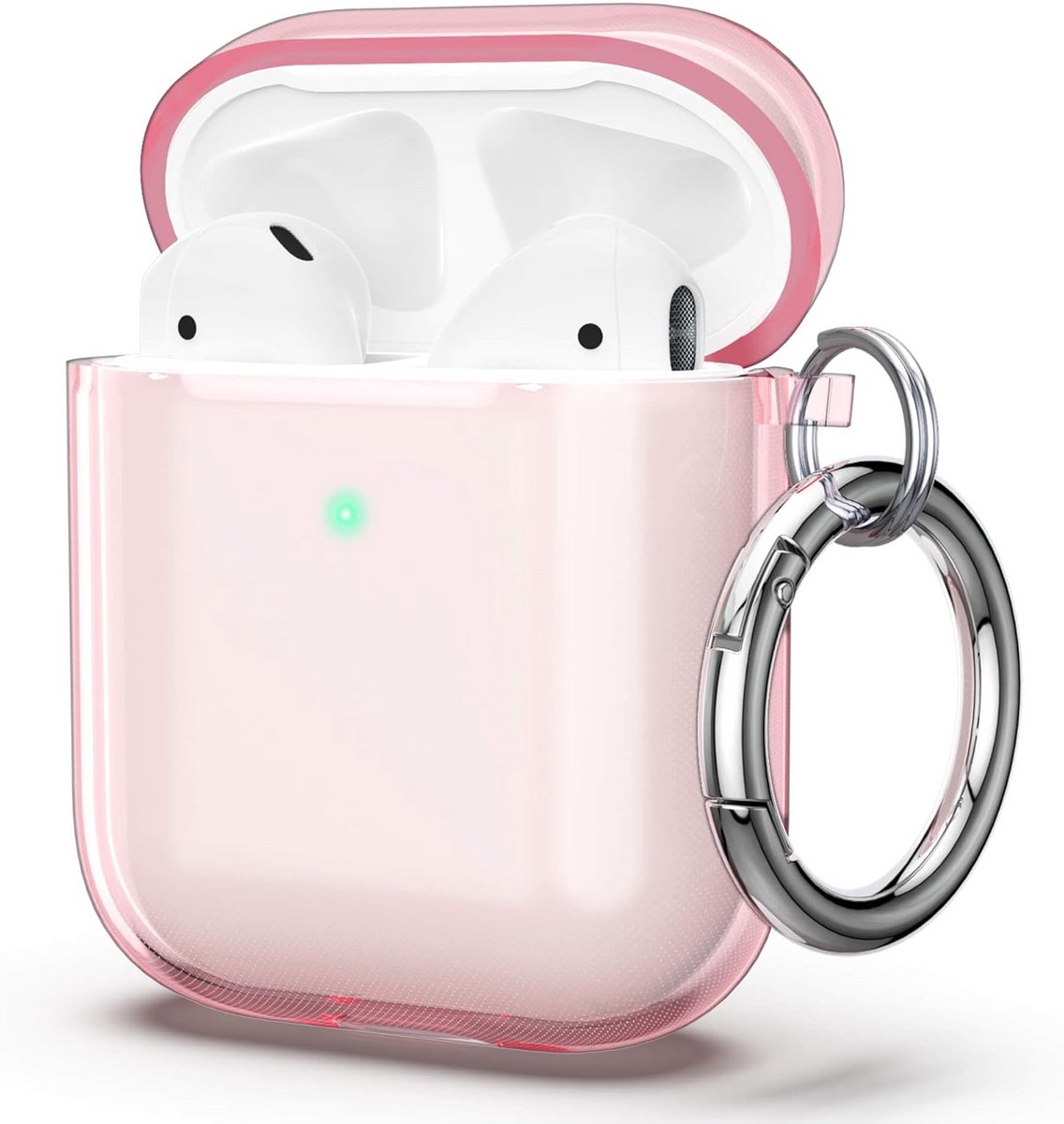 Transparante Beschermhoes voor AirPods 2 & 1 met Karabijnhaak - Schokbestendig en Draadloos Opladen Compatibel