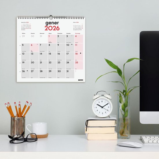 Finocam Wandkalender 2026, maandoverzicht januari - december (12