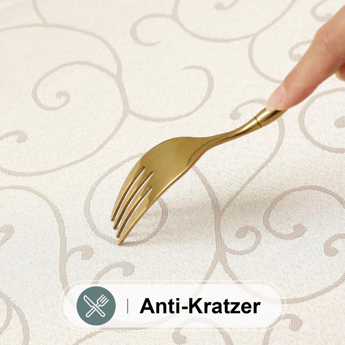 Rond Tafelkleed Beige 120 cm Jacquard Tafelzeil Afwasbaar en Vuilafstotend