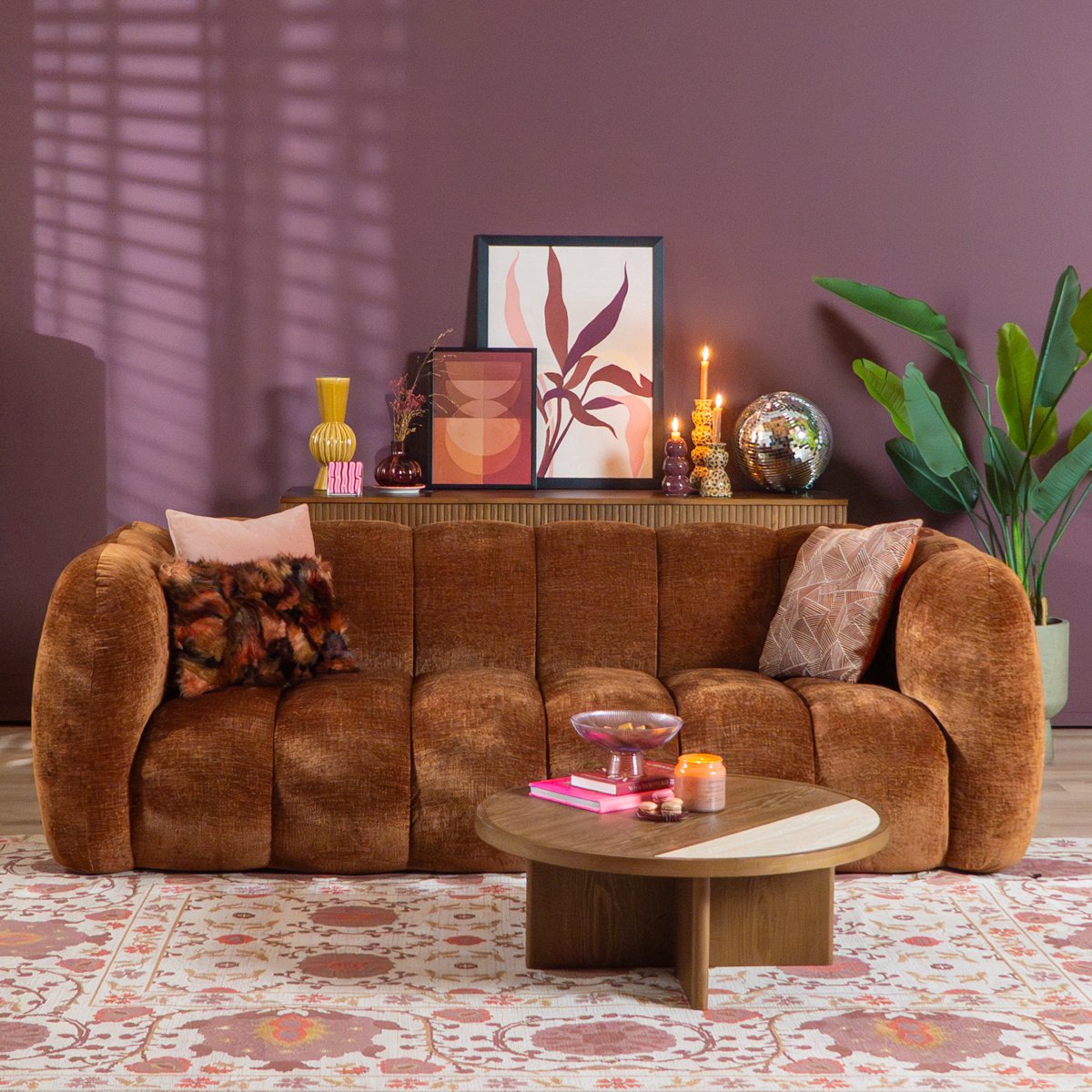 Bronx71® 3-zitsbank Luca chenille koper