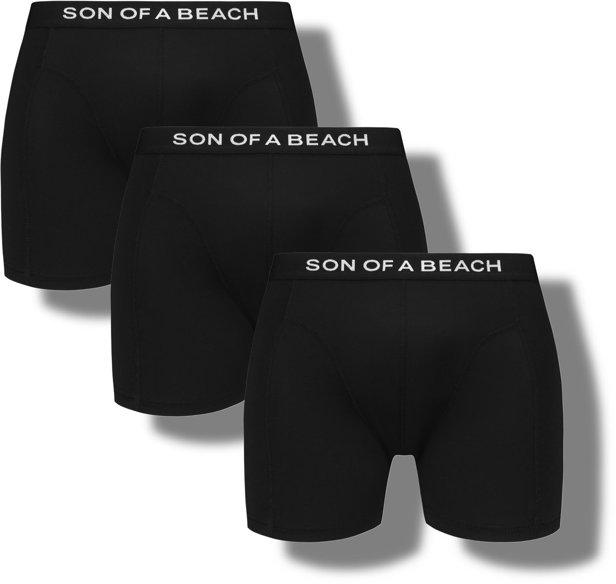 Son of a beach heren sport boxershorts - 3pack - sneldrogend - polyester - zwart - maat XXL