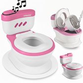 Twinky® Plaspotje – 3-in-1 Toilettrainer met Muziek & Flush knop – voor Kind, Peuter & Baby – Potje met deksel en WC Rolhouder – Toilet Potje peuter – WC Verkleiner – Opstapje