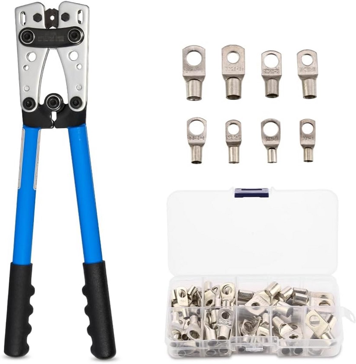 Ratelkrimptang met kabelsnijder - Ideaal voor AWG 10-0 en 6 tot 50 mm² - Ergonomisch handvat