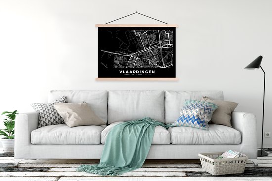 Porte-affiche avec affiche - Affiche scolaire - Carte - Vlaardingen - Zwart - 150x100 cm - lattes vierges