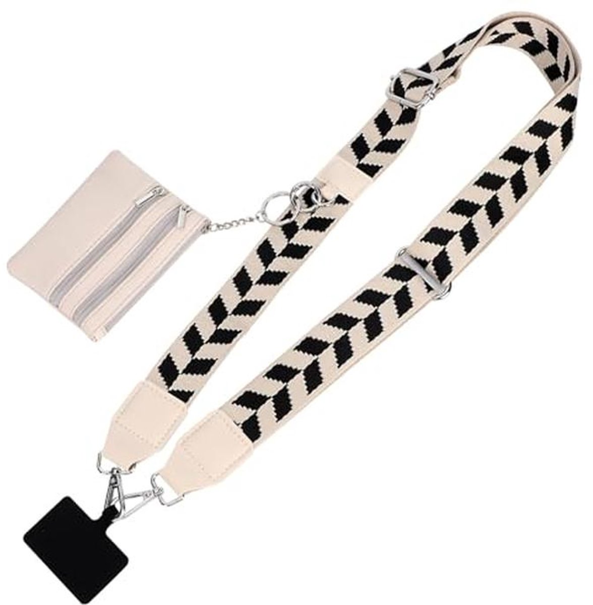 Verstelbare Crossbody Telefoonriem met Ritszakje - Multifunctioneel Telefoonkoord