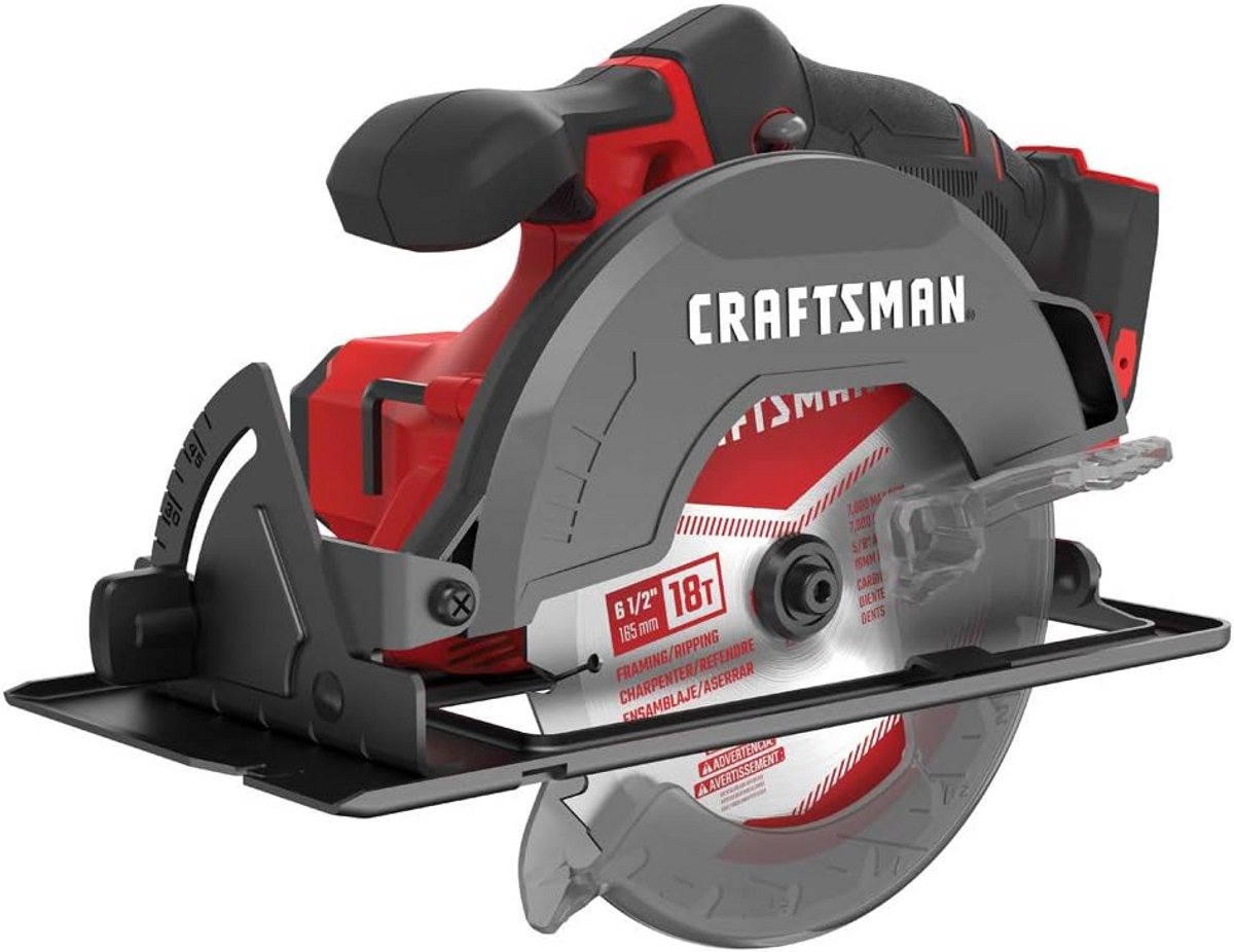 Draadloze Cirkelzaag 6-1/2" voor Accu, 20V Max - Krachtige 4.200 RPM Motor voor Snel en Precisie Snijden