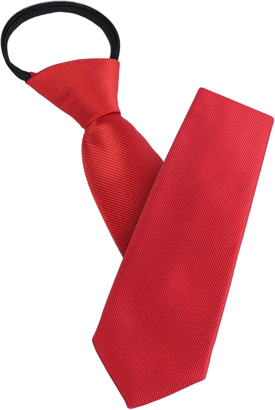 Cravate pour hommes, cravate ajustable avec fermeture à glissière, cravate étroite, pré-nouée, accessoire formel pour costume d'affaires ou mariage, rouge.