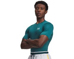 Under Armour UA HG Armour Comp SS-GRN Heren Sportshirt - Rack Groen - Wit