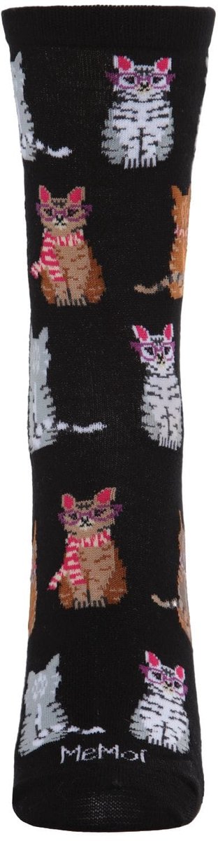 Studious Cats Bamboo Dames Crew sokken Studious Cats Bamboo - 2 Paar Black / Fuchsia- Maat 9-11
