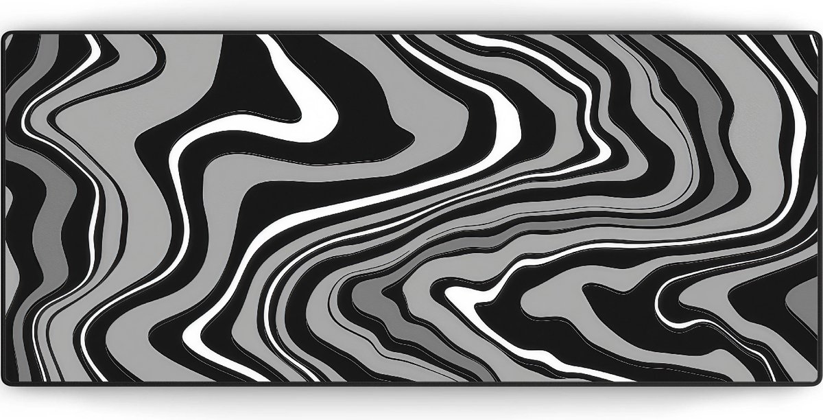 Muismat xxl - Waves Grey - Gaming - 900 x 400 x 3 mm - Antislip