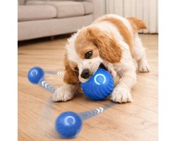 Interactieve Springbal voor Honden - Slim Hondenspeelgoed - Duurzaam TPR - Oplaadbare Elektrische Speelbal – Voor Kleine en Middelgrote Honden - Blauw - 1 Stuk