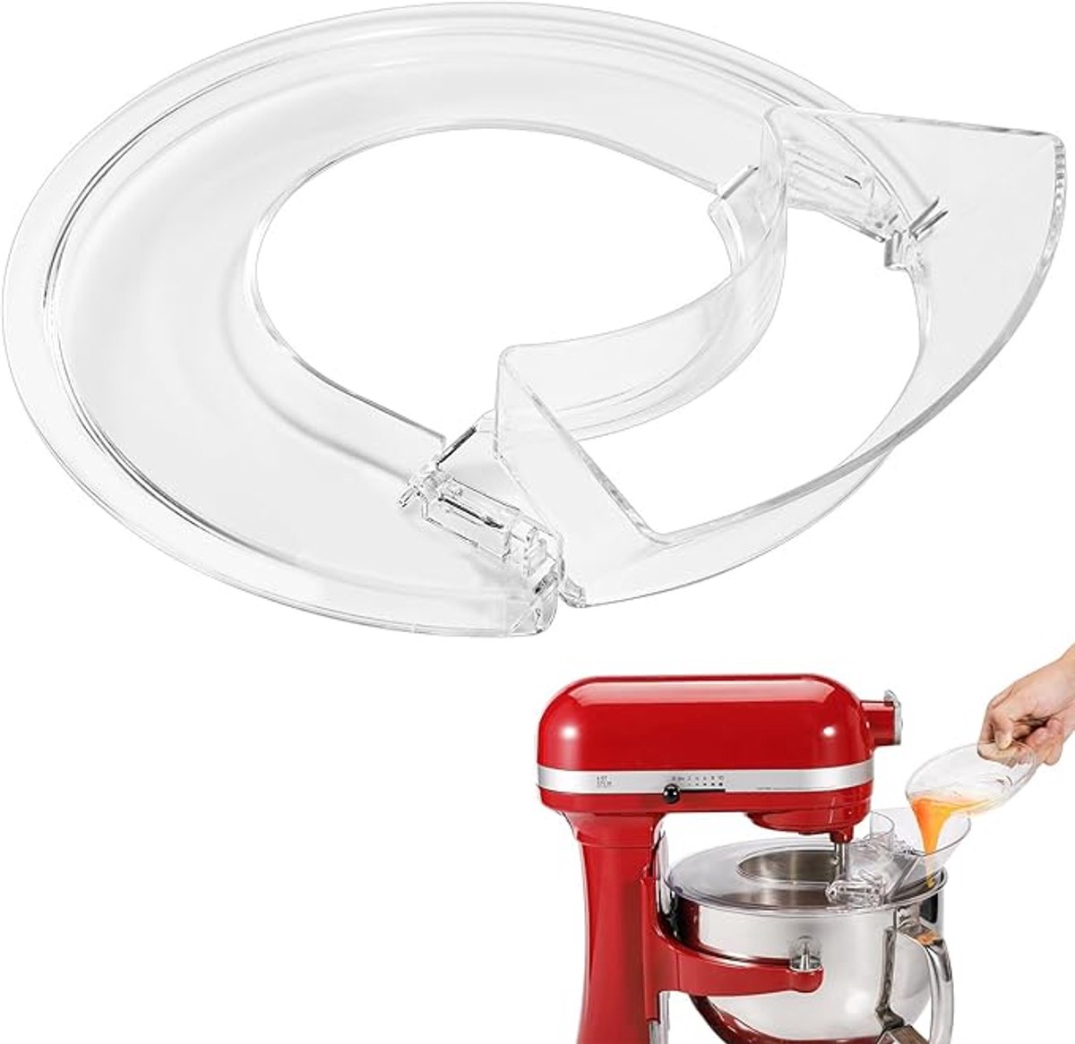 Spatbescherming - Geschikt Voor Kitchenaid Keukenmixers Met Komlift Van 5,5-7 Liter - Met Vulopening En Spatbescherming - 10 Inch - Spatbescherming Geschikt Voor Roestvrij Stalen, Glazen & Keramische Mengkommen - Transparant