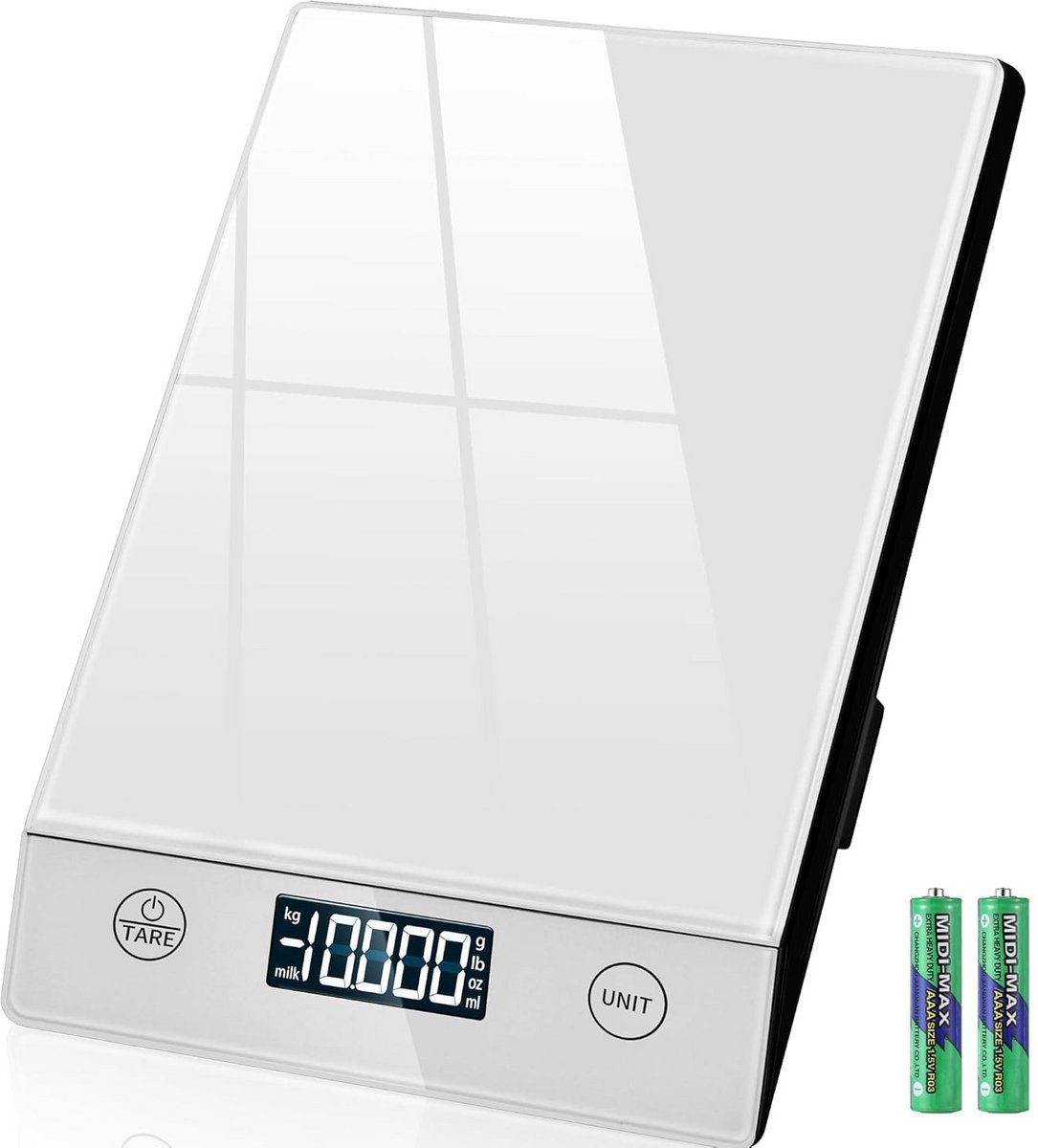 Digitale Keukenweegschaal 10 kg met Glazen Platform en Touch Control