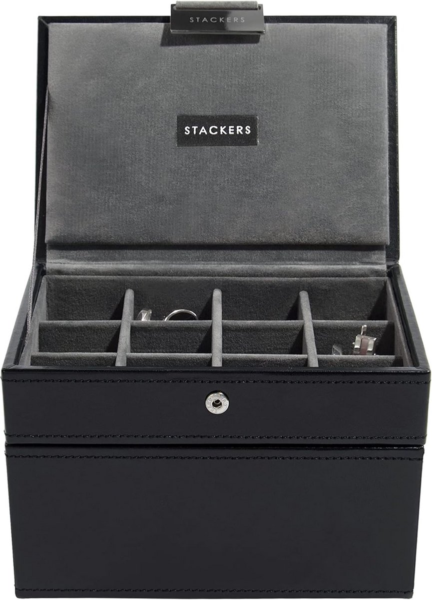 Set van 2 Lidded Mini Opbergdozen en Horloge met Grijze Velvet Afwerking voor Mannen