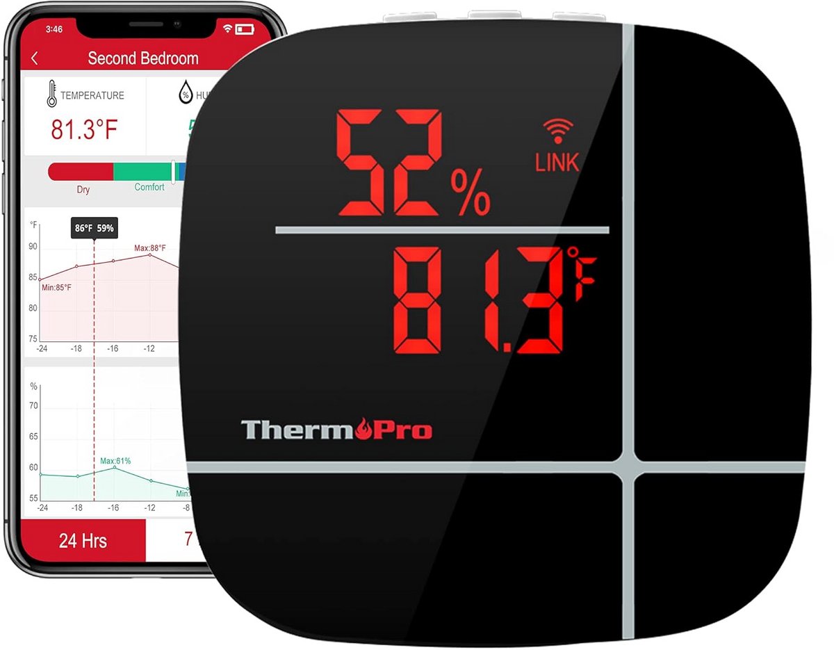 Slimme WiFi Thermometer en Hygrometer met App voor Binnen en Buiten Monitoring