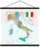 Affiche scolaire - Carte d'Italie - 40x40 cm - Lattes noires