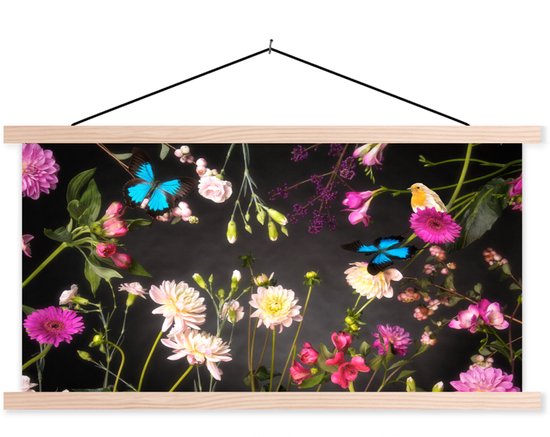 Porte-affiche avec affiche - Affiche scolaire - Nature morte - Couleurs - Fleurs - 90x45 cm - Lattes vierges